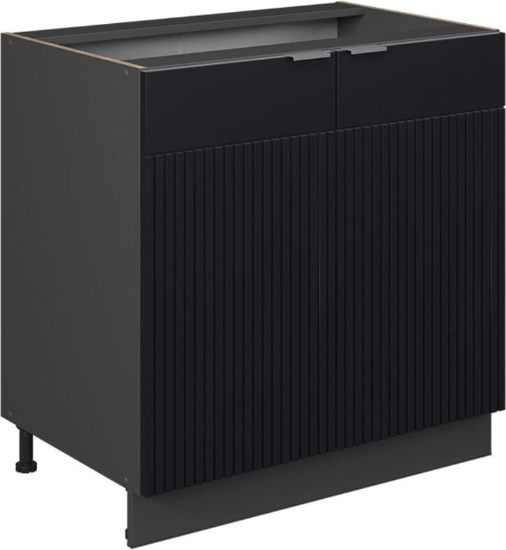 Spülenunterschrank Fame-Line, Schwarz gestreift, 80 cm mit Regal, ohne Arbeitsplatte Vicco