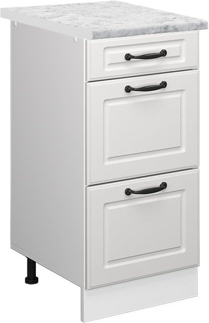 Vicco - Schubladenschrank R-Line, Weiß Landhaus, 40 cm ap Marmor