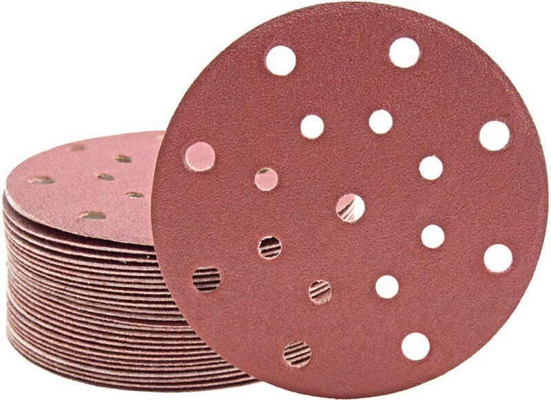 Fox Klett-Schleifscheiben, 150 mm, 17-Loch, f. Exzenterschleifer, Normalkorund (50 Stk.) K120 - Miotools