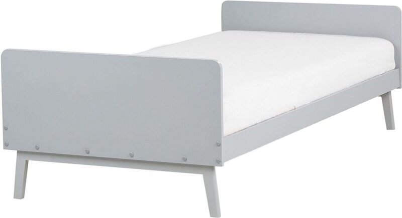 Bett Grau aus Kiefernholz 90 x 200 cm mit Lattenrost Einzelbett Modern Skandinavischer Stil für Jugendzimmer Kinderzimme...