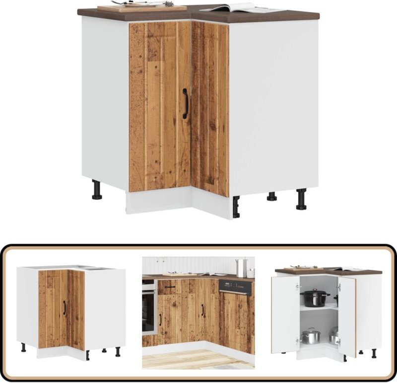 Küchen-Eckunterschrank Lucca Altholz-Optik Holzwerkstoff - Vidaxl