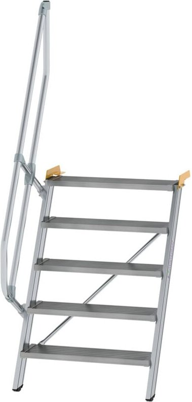 Thumbnail - Günzburger Steigtechnik Treppe 60° Stufenbreite 800 mm 5 Stufen Aluminium geriffelt - 600225