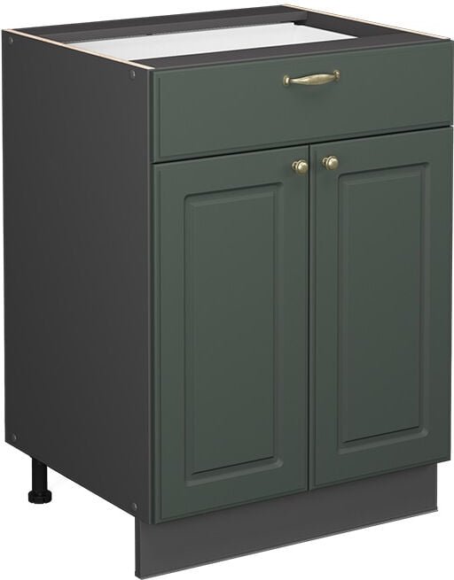 Küchenunterschrank Fame-Line, Grün-Gold Landhaus, 60 cm mit Schublade, ohne Arbeitsplatte Vicco