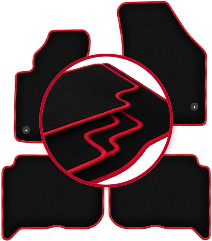 CARLUX-RED Autofußmatten für: Volkswagen Touran I Minivan (2004-2010)