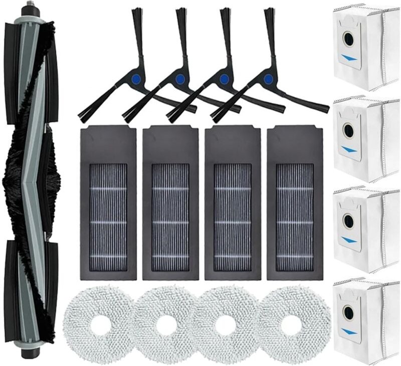 17er-Pack Ersatzzubehör für Ecovacs Deebot X2 / X2 Omni / X2 Pro / DEX86 Staubsauger, 1 Hauptbürste, 4 Seitenbürsten, 4 ...