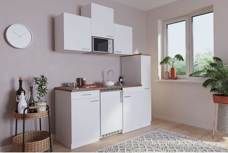 Küche Miniküche Singleküche Küchenzeile Küchenblock Weiß Luis 180 cm Respekta