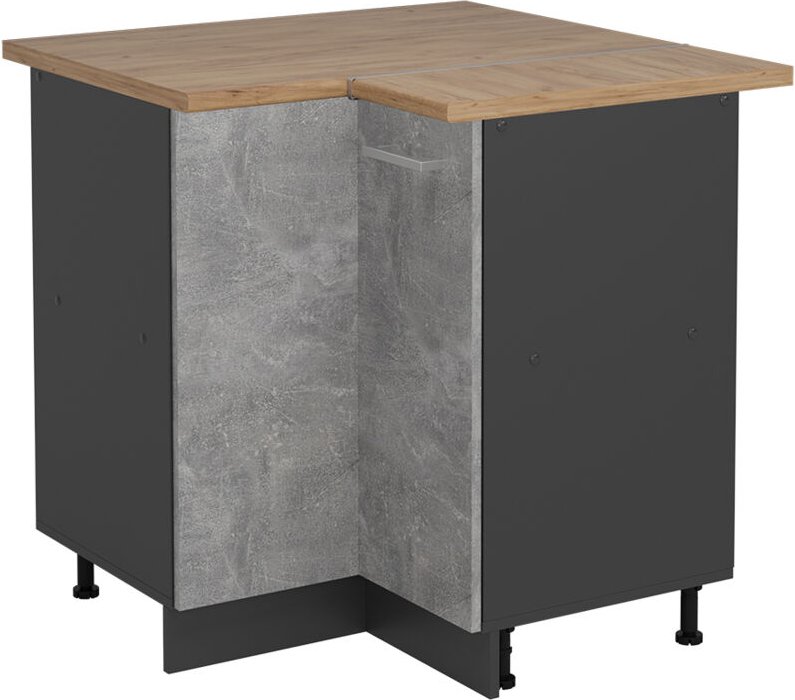 Eckunterschrank R-Line, Beton, 75.6 cm , AP Eiche, Vicco