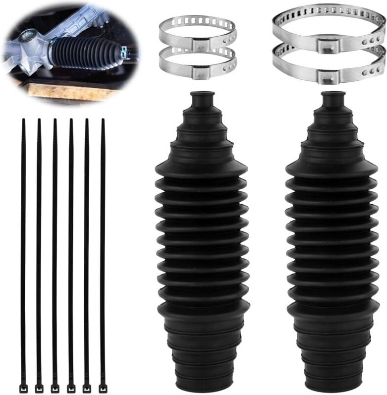 2-teiliges Lenkmanschetten-Kit aus Silikon für die innere Spurstangenköpfe mit 4 Verriegelungsklemmen und 6 Kabelbindern