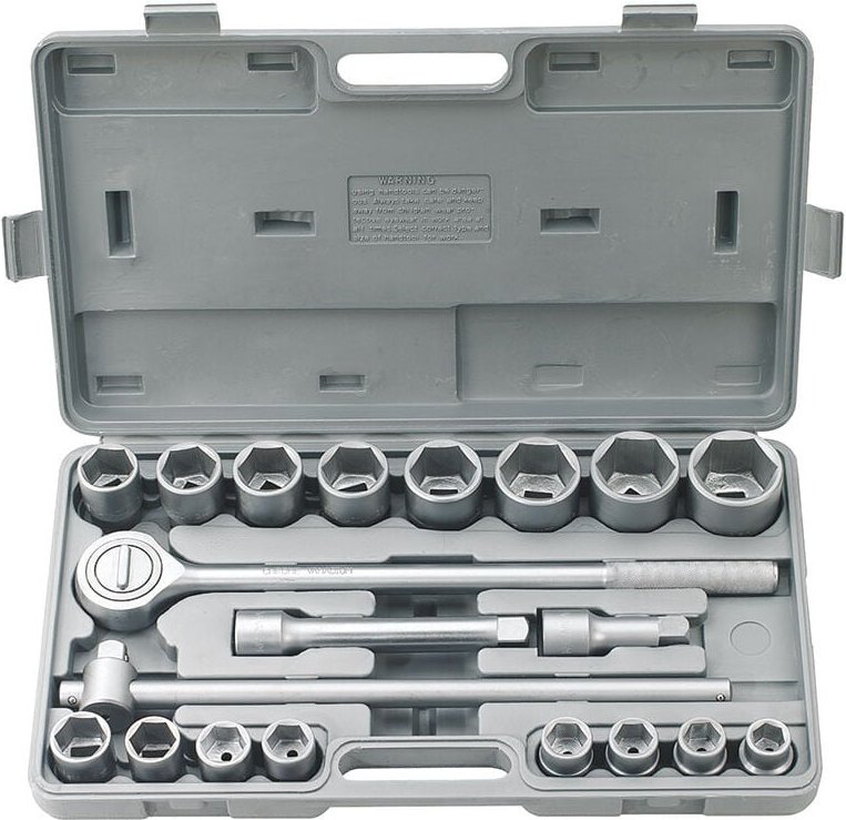 3/4' steckschlüssel satz 19-50 mm aufsteckschlüssel 20TLG nuss kasten Fervi 0181