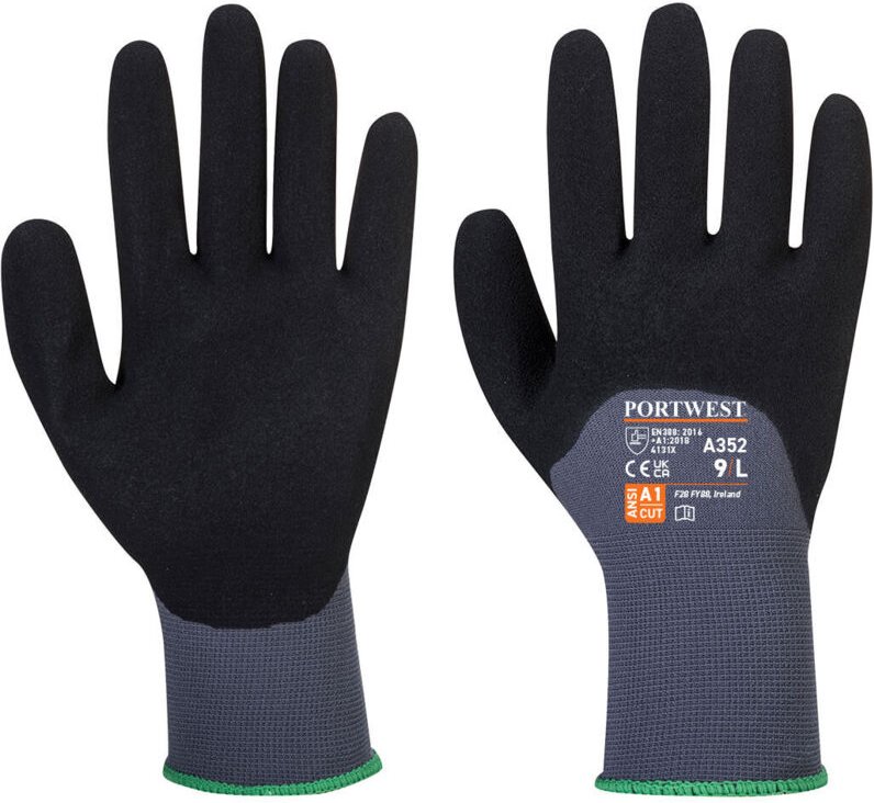 Thumbnail - DermiFlex Ultra Handschuhe Grau/Schwarz M - Größe 8