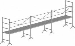 Bockgerüst für Maurerarbeiten: Gerüststruktur + Bühnen 33m2, Arbeitsfläche (LxB): 13,00m x 3,00m, Bühnenhöhe: 1,00m - DC...