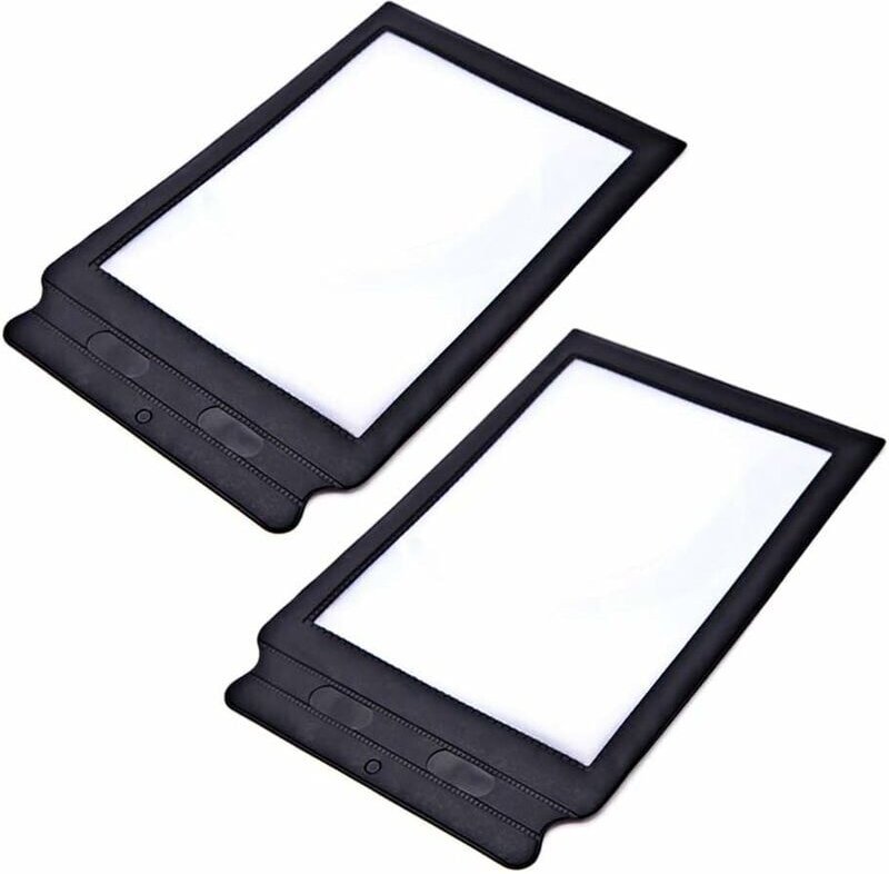 A4-Ganzseiten-Leselupe, 2er-Pack große Leselupe, 3-fache rechteckige Kunststoff-Leselupe für Sehbehinderte, für ältere M...