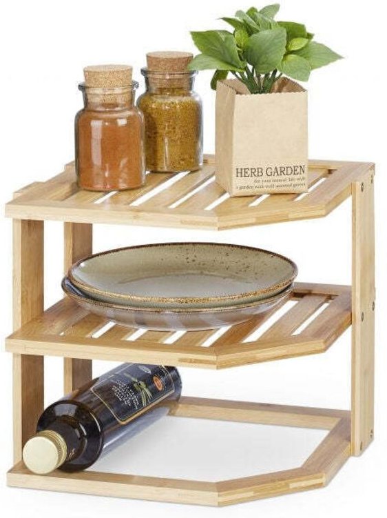 Bamboo corner shelf for the kitchen