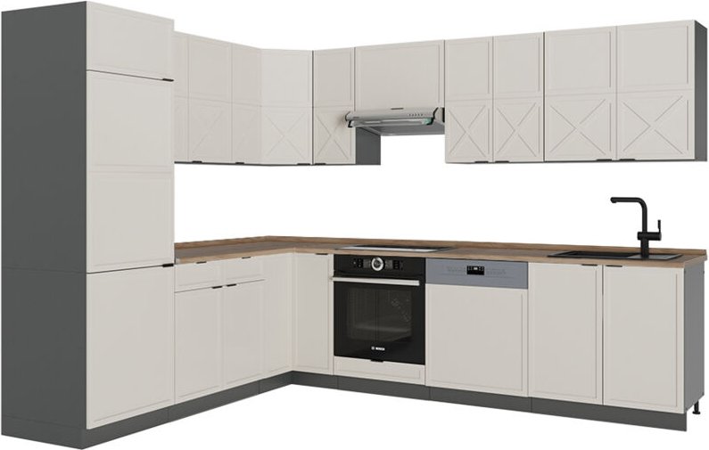 Eckküche Fame-Line, GrauBeige/Anthrazit, 227 x 287 cm , AP Eiche, Vicco
