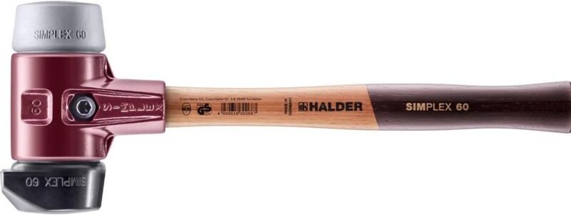 SIMPLEX-Schonhammer, Gummikomposition, mit Standfuß / TPE-mid mit Tempergussgehäuse und hochwertigem Holzstiel D=60 mm 3...