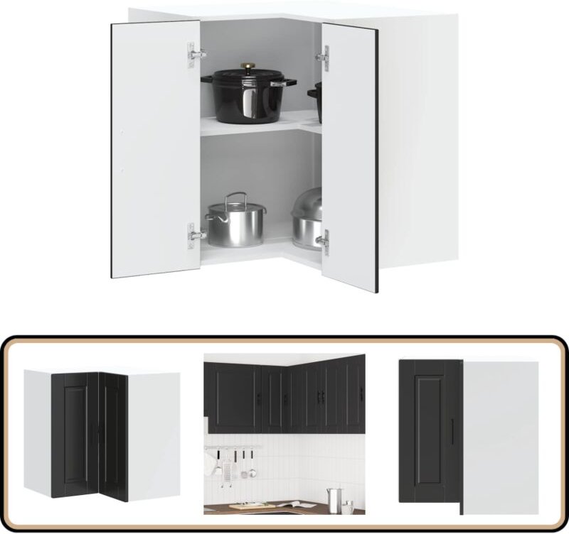 Küchen-Eckhängeschrank Porto Schwarz Holzwerkstoff - Vidaxl