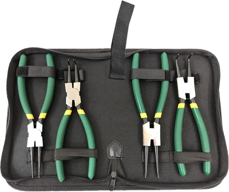 Ersandy - Sicherungsringzange, Mini-Zangen-Werkzeugsatz, Ringzangen-Werkzeugsatz, gerade, gebogene Innen- und Außenzange...