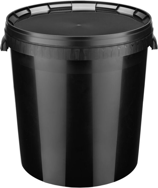Garronda Eimer mit Deckel 30 L für die Lagerung von Lebensmittel- und Chemischen Produkten 100 Stück Schwarz GD-0104