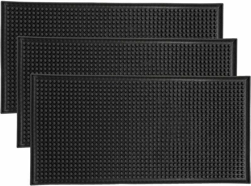 3er-Pack rutschfeste Bar-Servicematte aus Gummi, Glas-Abtropfmatte, Arbeitsplattenmatte für Kaffee, Whiskey und Cocktail...