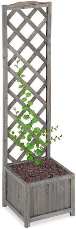 Grey planter box with trellis