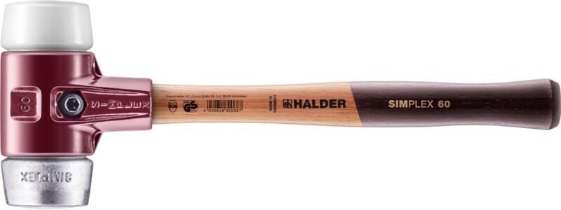 SIMPLEX-Schonhammer, Superplastik / Weichmetall mit Tempergussgehäuse und hochwertigem Holzstiel D=60 mm 3079.060