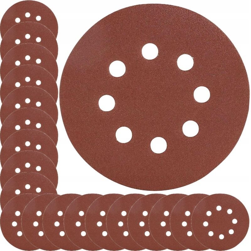 SCHLEIFPAPIERSCHEIBEN MIT KLETTVERSCHLUSS FÜR SCHLEIFMASCHINEN 20 STÜCK 125mm P36 MIT LÖCHERN