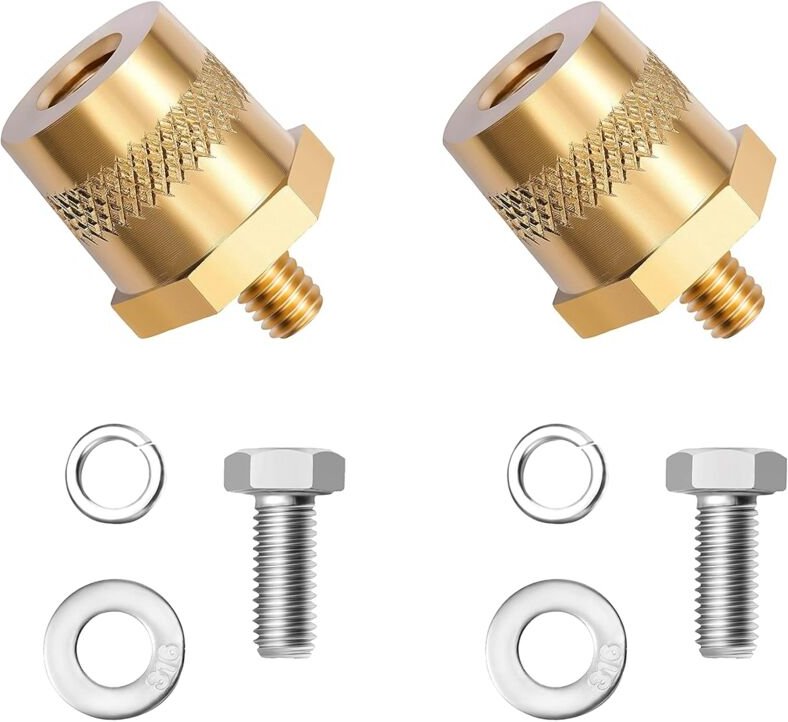 Paar M6-Batterieadapter aus Messing, Batterieklemmen (IG:M8, AG:M6), Batteriepoladapter für Lithium-Autobatterien
