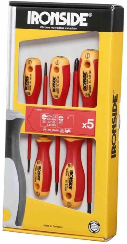 Ironside - Schraubendreher-Set vde 5-teilig 2500 2-Komponenten-Griff Chrom-Vanadium-Stahl
