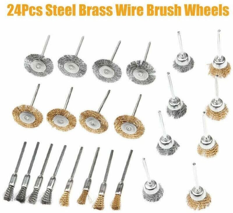 24-teiliges Messingdrahtbürsten-Set, Radschleifer, sauber für Dremel-Drehwerkzeug-Zubehör
