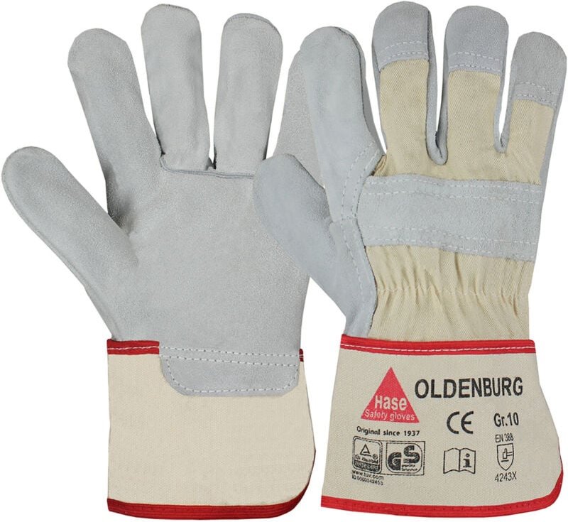 Thumbnail - Hase Safety Gloves - Hase Arbeitshandschuhe Oldenburg Größe 10, Rindkernspaltleder 12 Stk