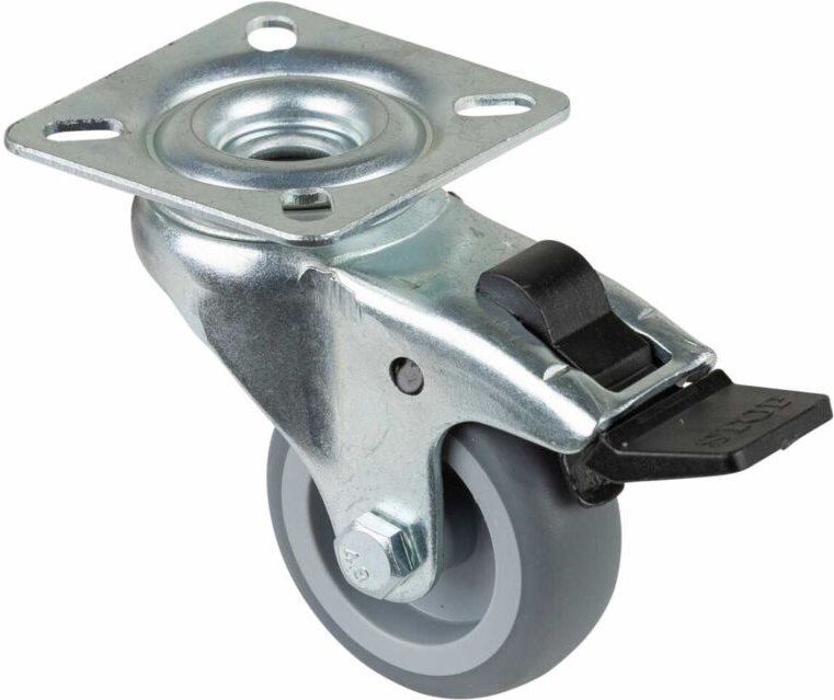 Lenkrolle fest 50mm Stahlbl verz Gummirad 6,3 - Bs Rollen