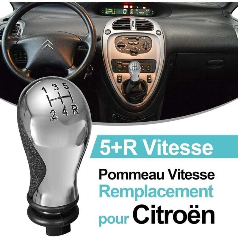 Thumbnail - 5-Gang-Schaltknauf für Citroen C5 01–08, Xsara Picasso 1999–2008, Schwarz und Chrom glänzend
