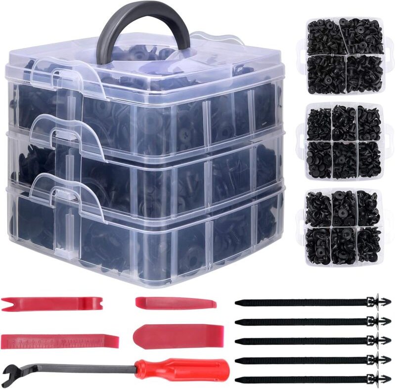 Auto Clip – 635 Stück Kunststoff-Nietverschlüsse – Auto-Türverkleidung – Universal – mit Aufbewahrungsbox und Demontagew...