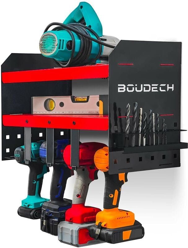 Thumbnail - Taka - Werkzeugregal f�r die Garage aus Stahl. 2-Fach-Organizer f�r Elektrowerkzeuge. Wandhalterung f�r Bohrer, Bits und...