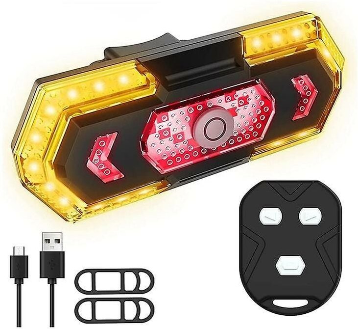 Woosien - Fahrradrücklicht mit Blinkern, intelligentes Fahrradrücklicht mit drahtloser Fernbedienung, IPX4 wasserdicht