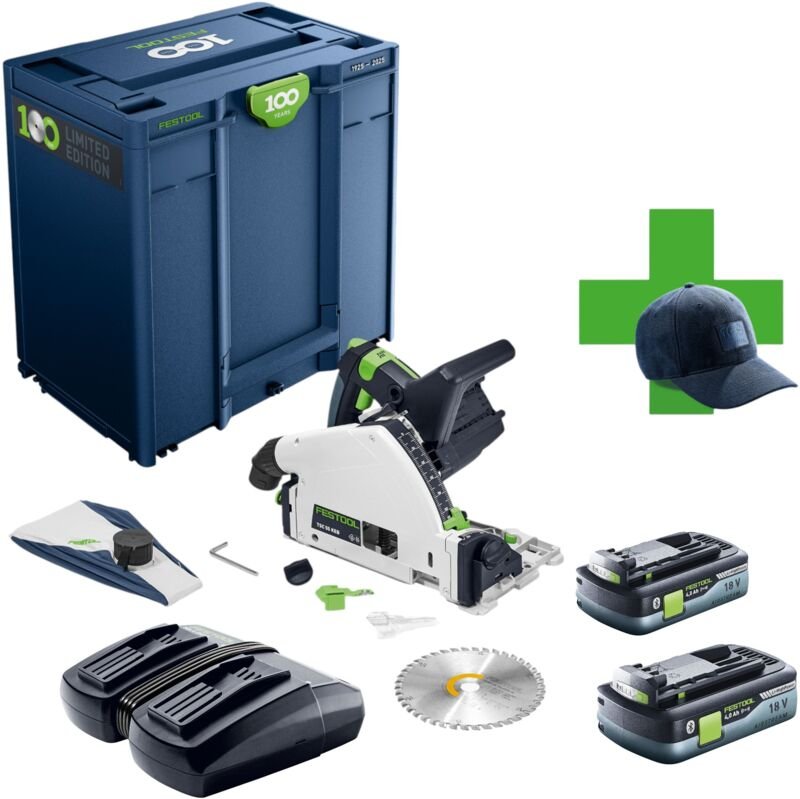 Festool TSC 55 KEB-Basic 100Y Limited Edition Akku Tauchsäge 18 / 36 V ( 2x 18 V ) 160 mm Brushless + 2x Akku 4,0 Ah + L...