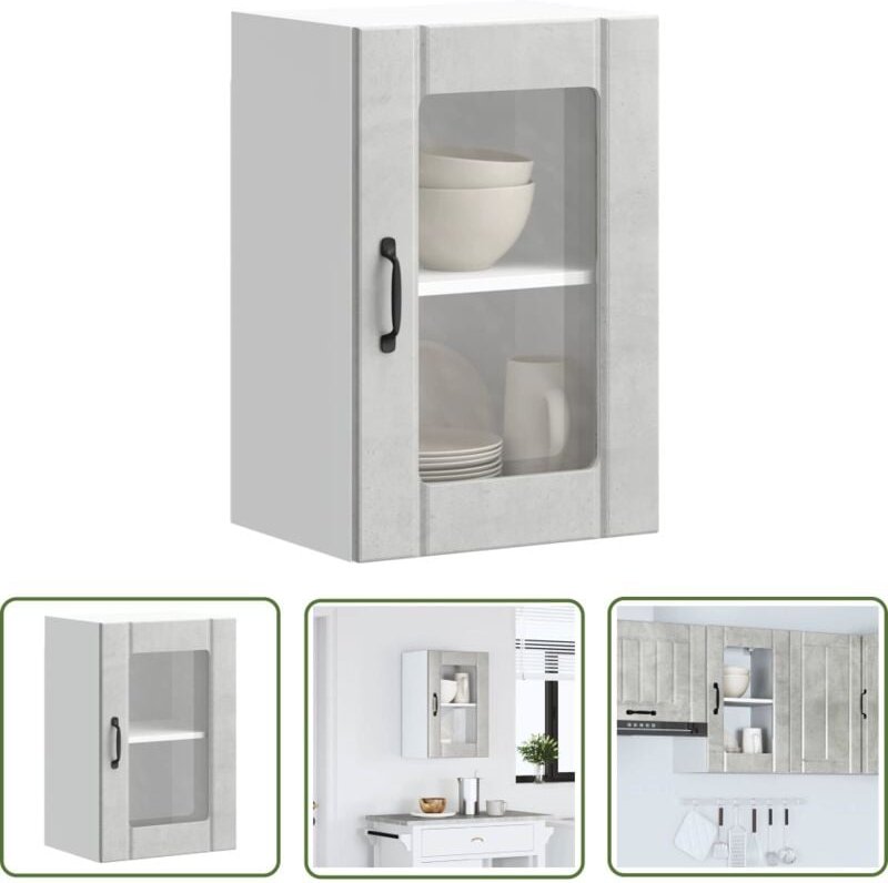 The Living Store - vidaXL Küchen-Hängeschrank mit Glastür Lucca Betongrau