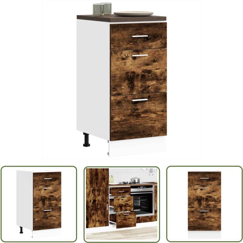 The Living Store - vidaXL Unterschrank Räuchereiche 40x46x81,5 cm Holzwerkstoff