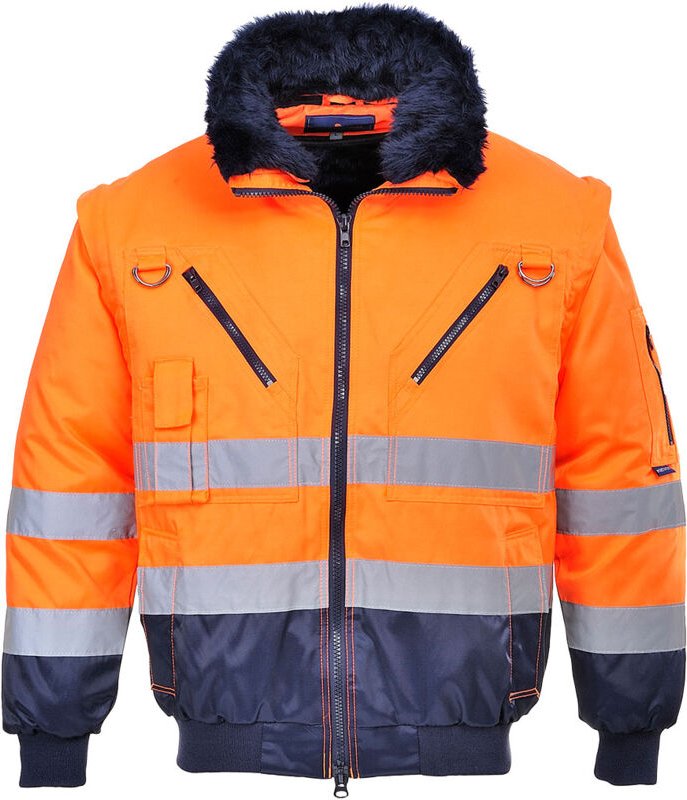 Portwest - 3-in-1-Pilotenjacke mit hoher Sichtbarkeit Orange/Marine 2XL