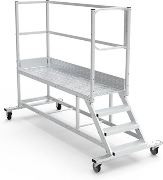 Thumbnail - Mobile Plattform mit Geländer rechts und links + Sicherheitstür - Maximale Arbeitshöhe 2.80m - PTF204D-RSP