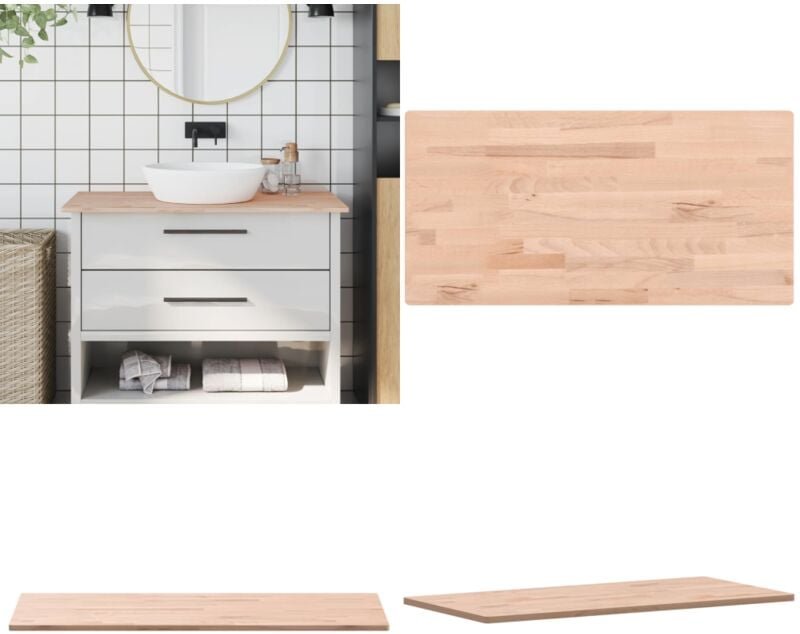 Waschtischplatte 100x50x1,5 cm Massivholz Buche - Holz Arbeitsfläche - Buchenholzarbeitsplatte - Waschtisch Platte - Küc...