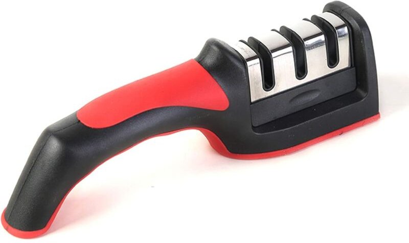 Alovez - Messerschärfer – Professioneller 3-stufiger manueller Schärfer zum Schärfen von Küchenmessern und Scheren