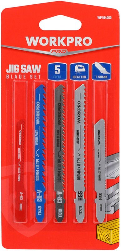 Set mit 5 Klingen für Workpro Stichsäge für Holz und Metall