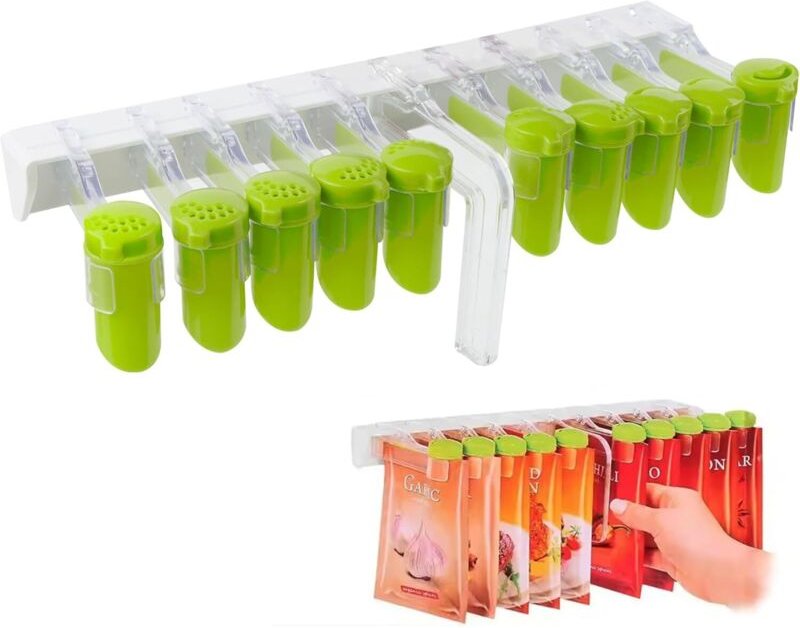 Wandmontiertes Gewürzregal, ohne Bohren, Gewürzregal zum Aufhängen in der Küche, Gewürzregal für Gewürzpackungen mit 10 ...