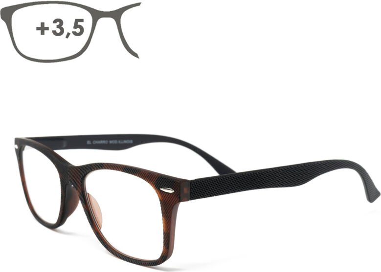 Illinois-Lesebrille mit Schildpatt-Aufdruck, Vergrößerung +3,5