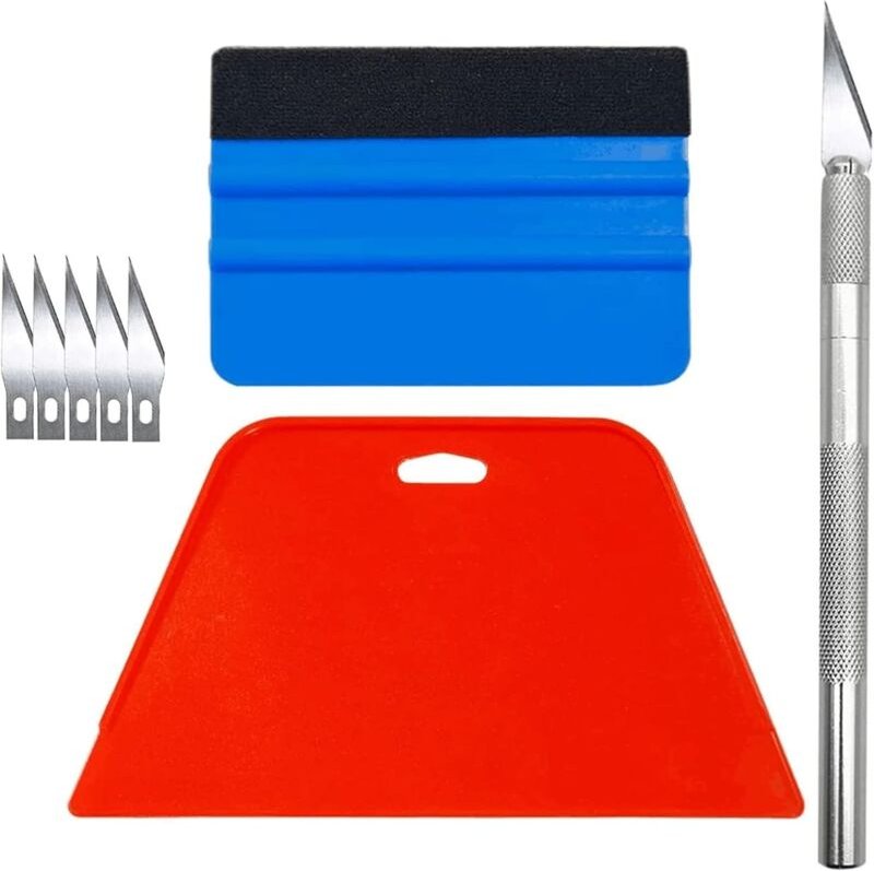 Werkzeugset für Vinylfolien, Folierungs Werkzeug, Rakel Set für Folierung, Folienrakel, Rakel Set, Rakel Set mit Filzkan...