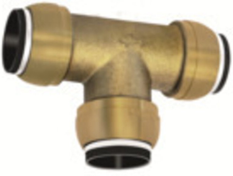 Riegler T-Verbinder, Messing, »sharkbite«, für Rohr-Außen-ø 54 mm