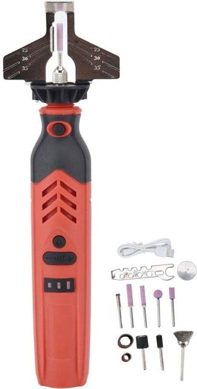 Lntyq DC3,6 V Akku-Sägeschärfset, Hand-Kettensägen-Schärfset, Kettensägen-Schärfwerkzeug-Set, Rot