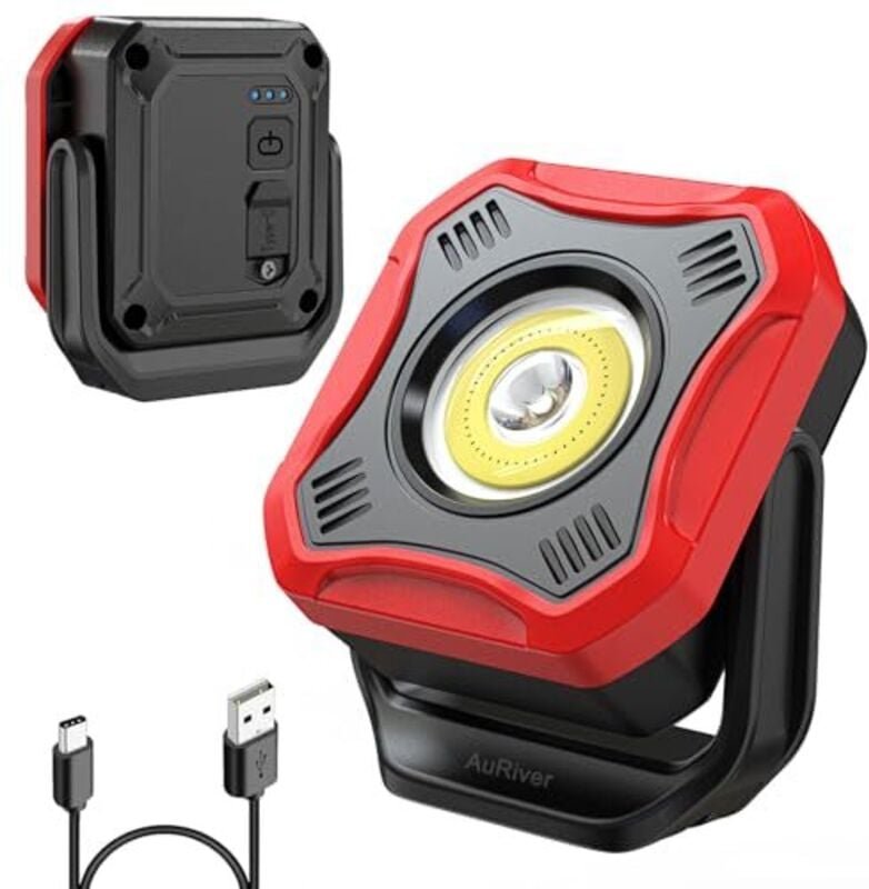 LED Arbeitsleuchte, 1000 Lumen Super Helle Werkstattlampe, Akku Lampe Inspektionslampe, 4 Lichtmodi mit Magnetfuß und 18...