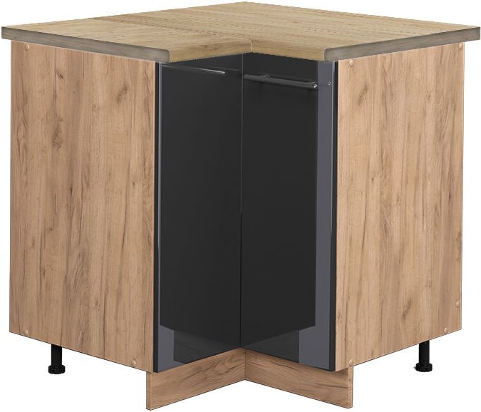Vicco - Eckunterschrank Fame-Line, Anthrazit Hochglanz, 80.5 cm, ap Eiche